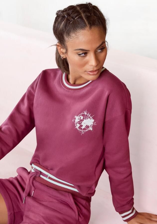 Buffalo Sweatshirt met contrast-ribboord en print loungepak - Foto 6