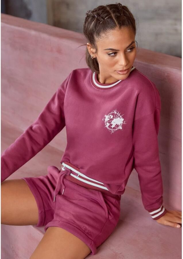 Buffalo Sweatshort met logo-borduurwerk en zijzakken loungepak