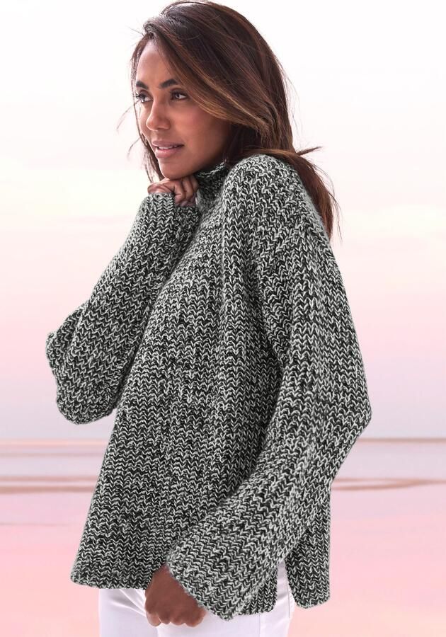 Buffalo Trui met staande kraag in gemêleerde look - Foto 4