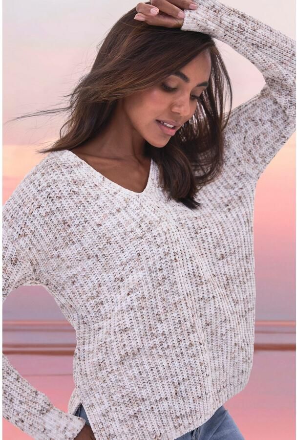 Buffalo Trui met V-hals van zachte chenille gebreide trui knus en zacht pastel - Foto 5