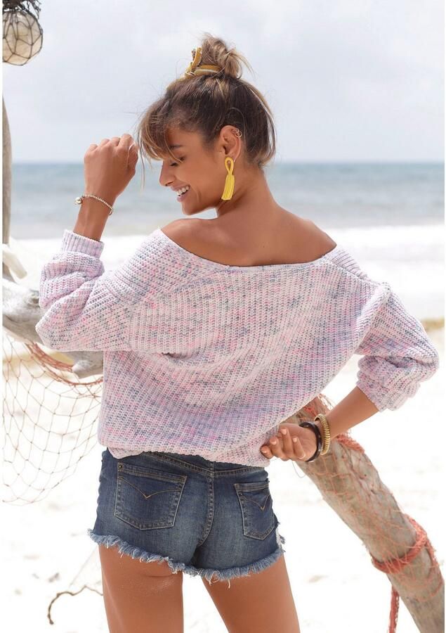 Buffalo Trui met V-hals van zachte chenille gebreide trui knus en zacht pastel - Foto 9