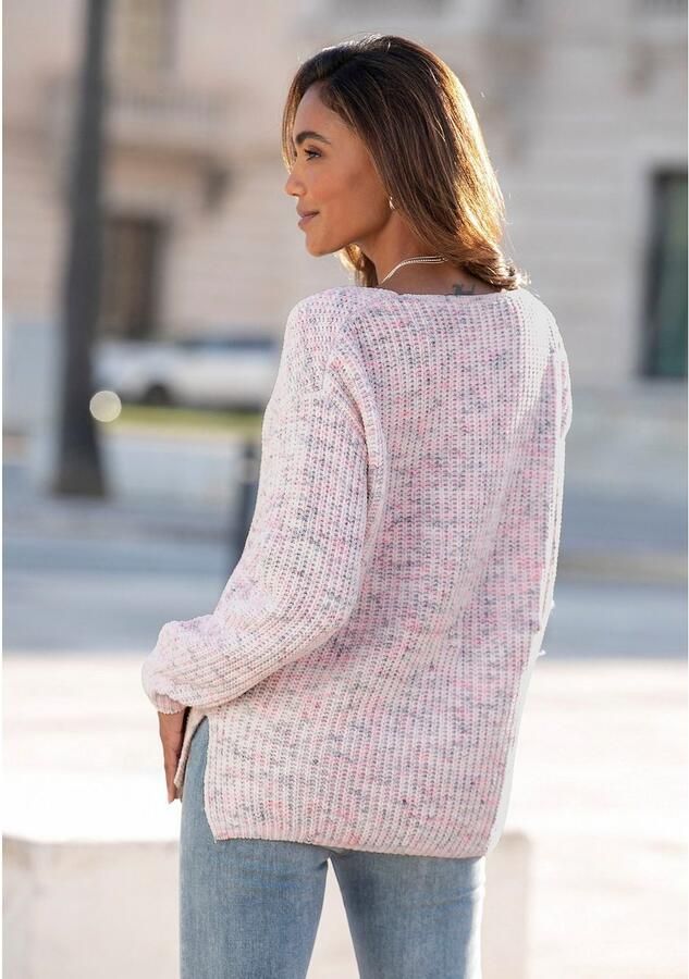 Buffalo Trui met V-hals van zachte chenille gebreide trui knus en zacht pastel - Foto 14