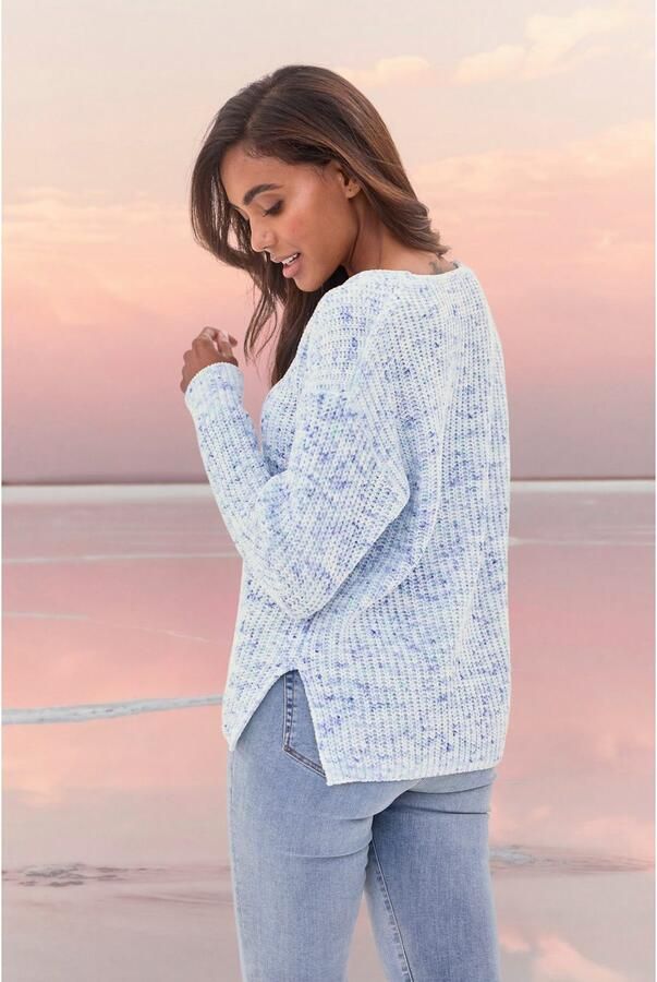 Buffalo Trui met V-hals van zachte chenille gebreide trui knus en zacht pastel - Foto 4