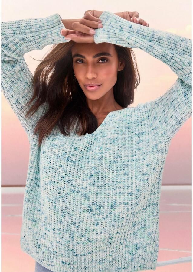 Buffalo Trui met V-hals van zachte chenille gebreide trui knus en zacht pastel - Foto 3