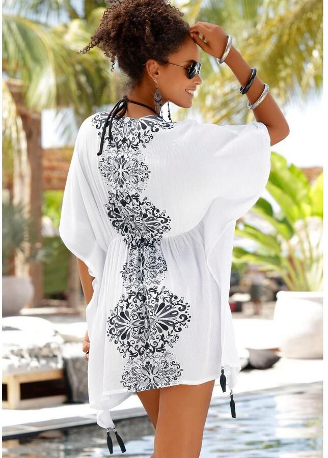 Buffalo Tuniek gemaakt van crêpe viscose blousejurk strandkleding transparant