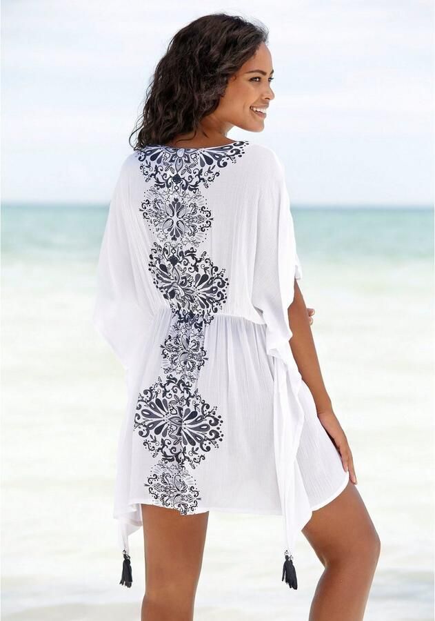 Buffalo Tuniek gemaakt van crêpe viscose blousejurk strandkleding transparant - Foto 4