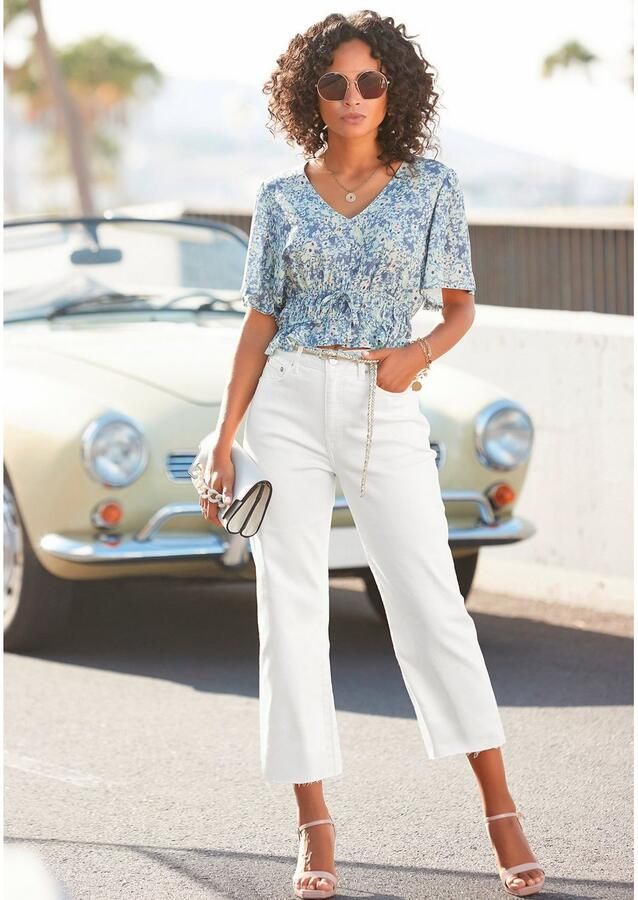 Buffalo Wijde jeans met licht uitgerafelde broekzoom culotte jeans in 7 8-lengte - Foto 2