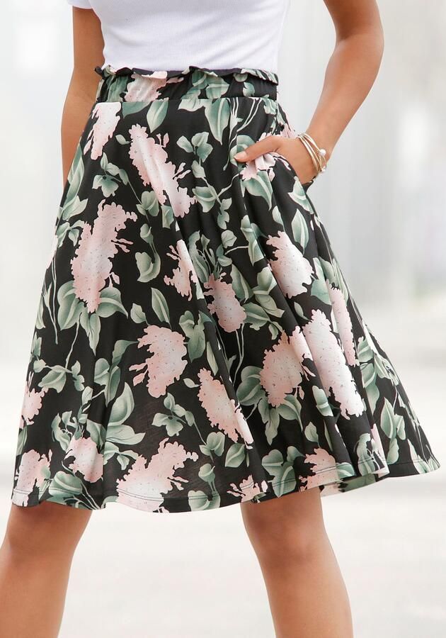 Buffalo Zomerrok met paperbag stijl tailleband in bloemenprint midi rok halflang - Foto 6