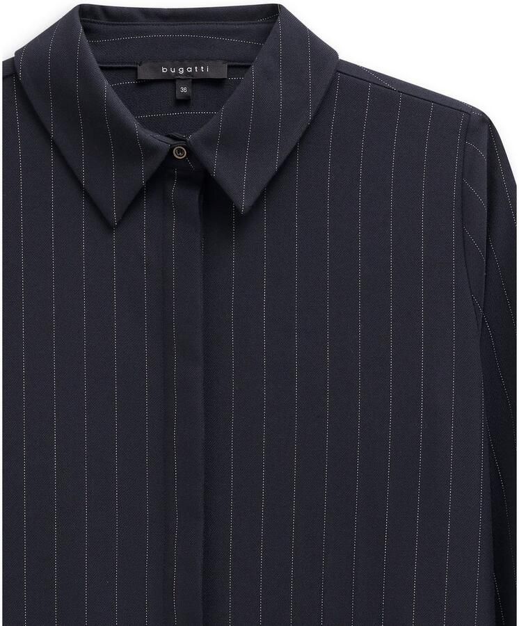 Bugatti Blouse met lange mouwen Stretch-Mix met krijtstrepen en verdekte knoopsluiting - Foto 2