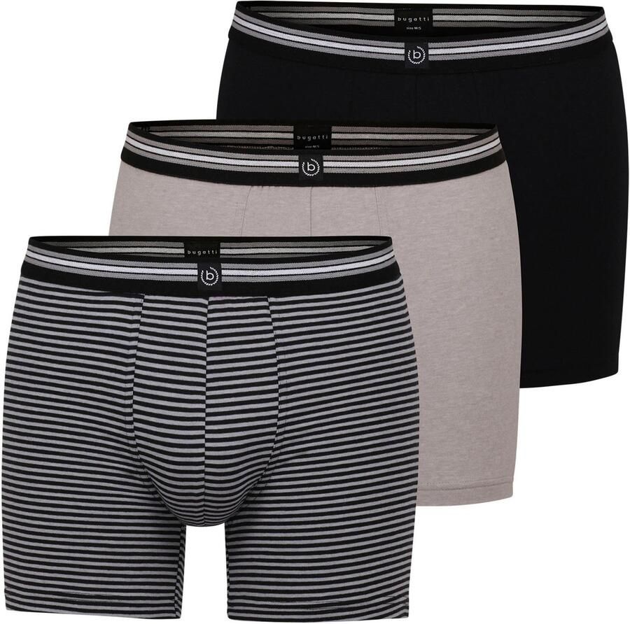 Bugatti Boxershort Praag comfortabel ade d katoenmix met logo nauw lang (Set van 3) - Foto 5