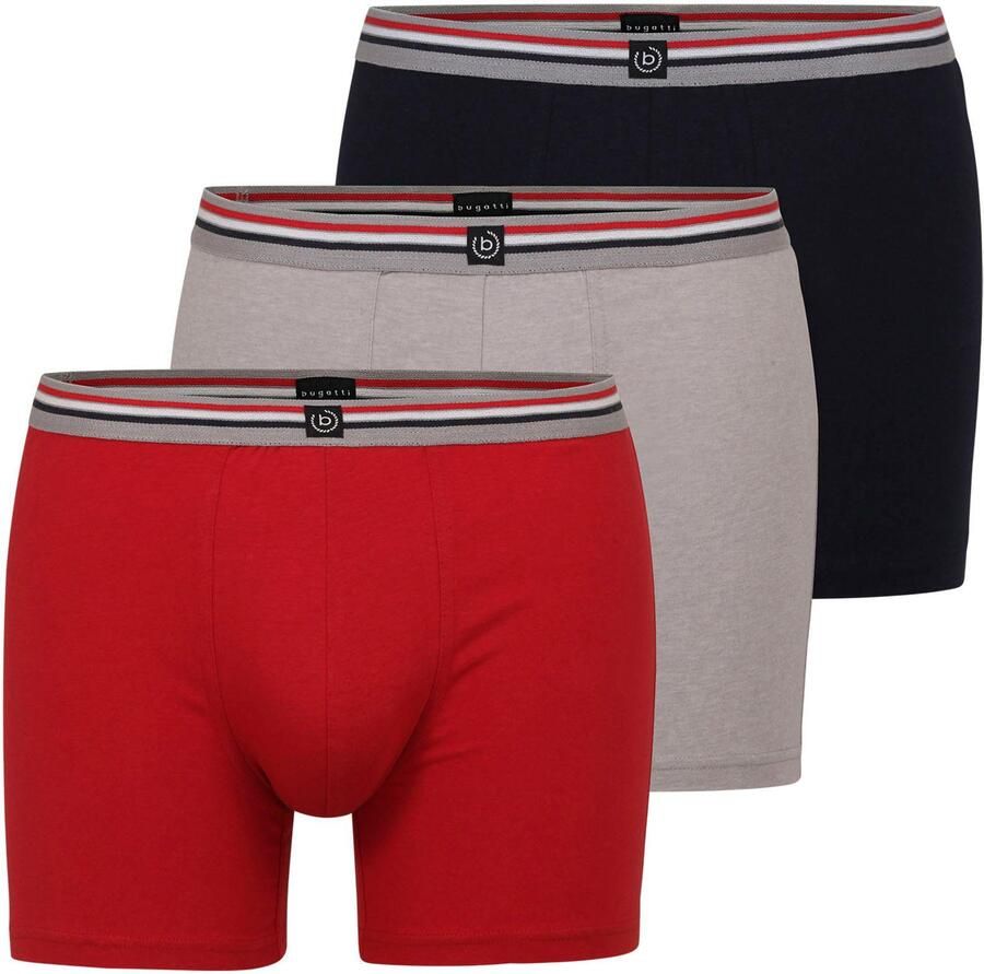 Bugatti Boxershort Praag comfortabel ade d katoenmix met logo nauw lang (Set van 3) - Foto 5