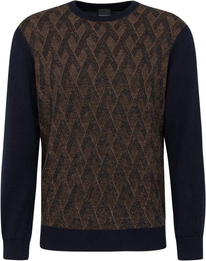 Bugatti Gebreide trui met 2-kleurig ruitpatroon