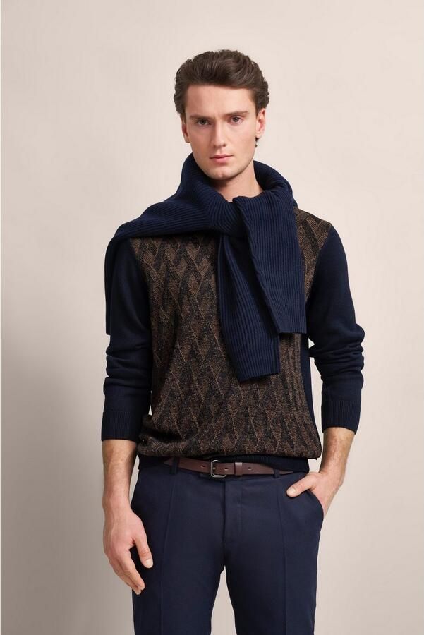 Bugatti Gebreide trui met 2-kleurig ruitpatroon - Foto 7