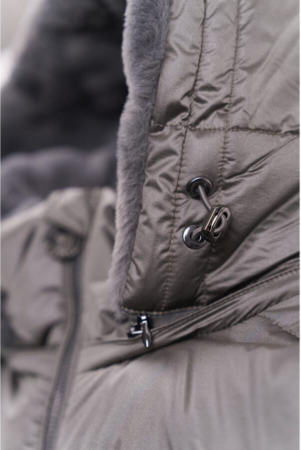 Bugatti Gerecyclede nylon gewatteerde jas met nepbont kraag Gray Dames - Foto 6