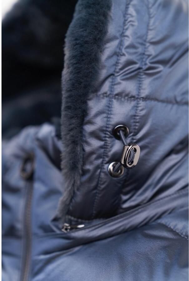 Bugatti Changierenden Steppjacke met Kunstbont kraag Blue Dames - Foto 2