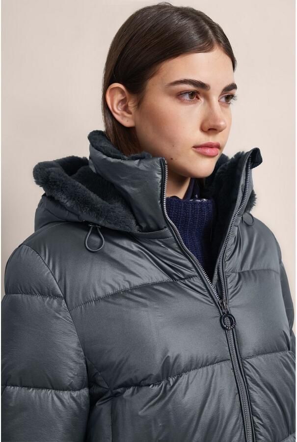 Bugatti Changierenden Steppjacke met Kunstbont kraag Blue Dames - Foto 4