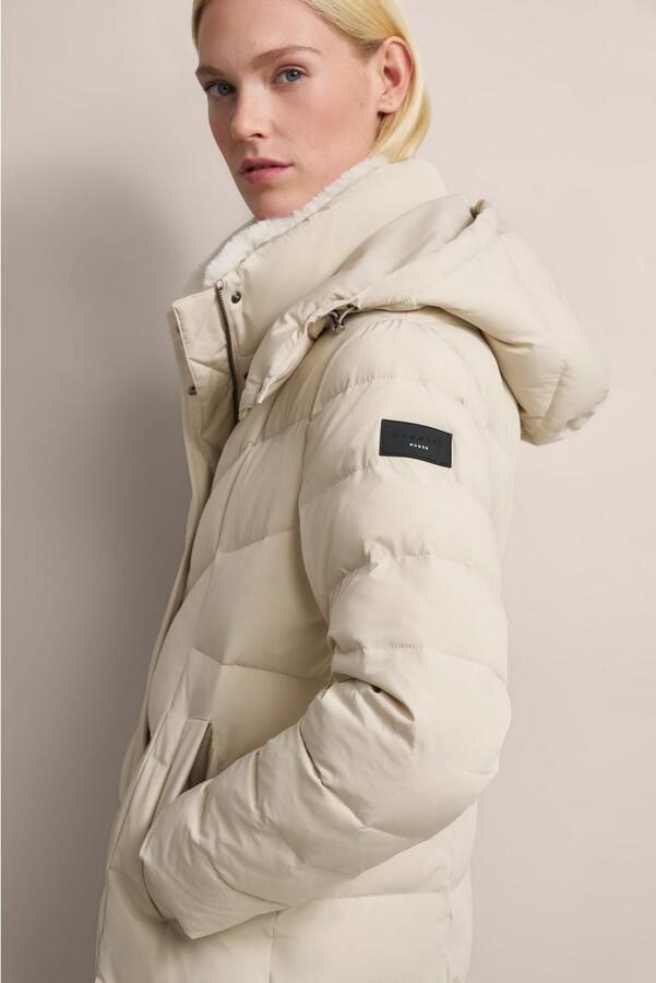 Bugatti Lange gewatteerde jas met afneembare capuchon Beige Dames - Foto 7
