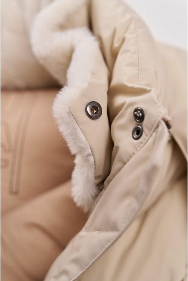 Bugatti Lange gewatteerde jas met afneembare capuchon Beige Dames - Foto 4