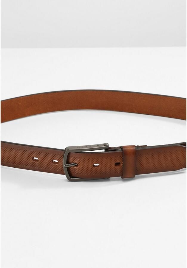 Bugatti Leren riem met gestructureerd motief