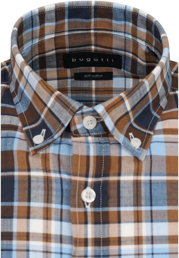 Bugatti Overhemd met korte mouwen met ruitmotief - Foto 4
