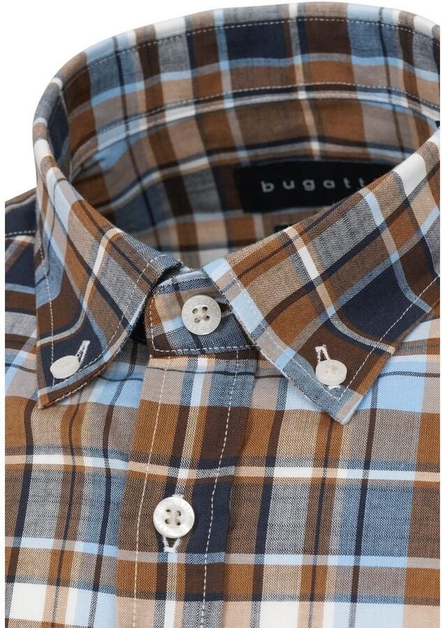 Bugatti Overhemd met korte mouwen met ruitmotief - Foto 3