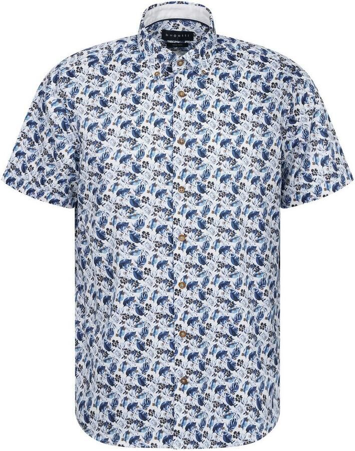 Bugatti Overhemd met korte mouwen van satin-twill