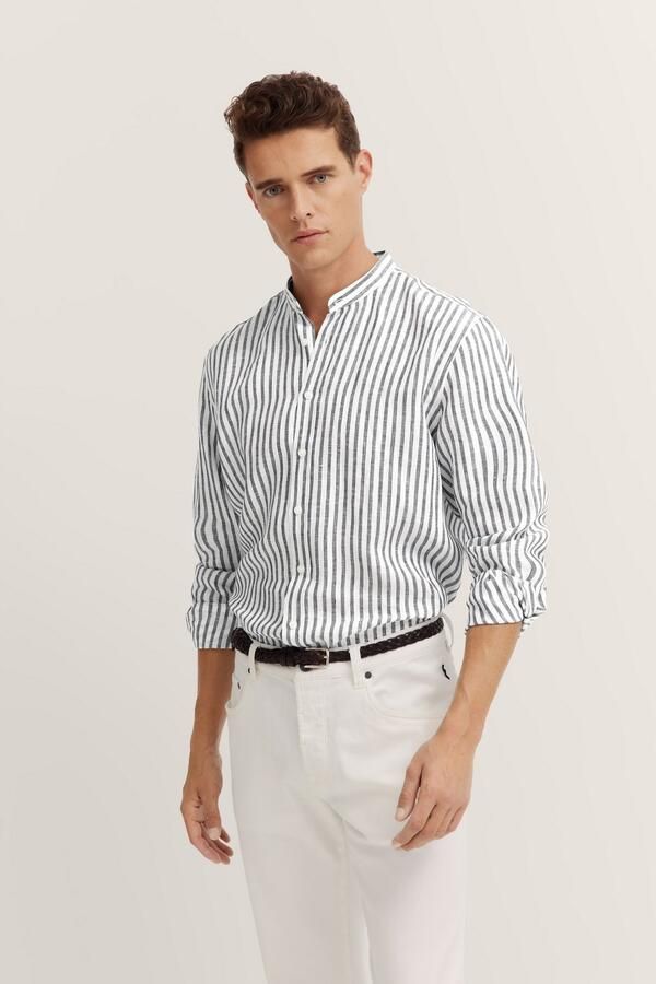 Bugatti Overhemd met lange mouwen met darijn-kraag - Foto 7