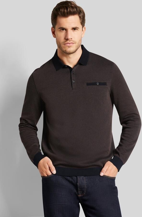 Bugatti Poloshirt met lange mouwen in 2-tone-look - Foto 6