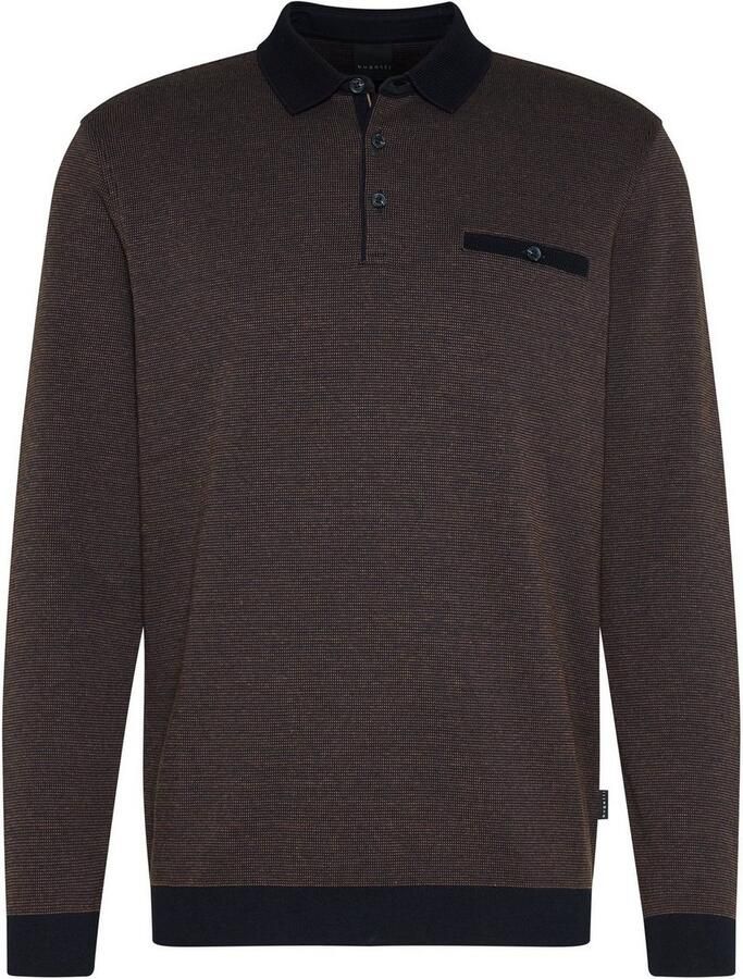 Bugatti Poloshirt met lange mouwen in 2-tone-look
