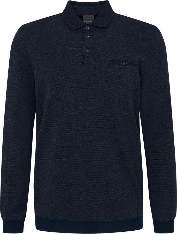 Bugatti Poloshirt met lange mouwen met fijne structuuruitstraling