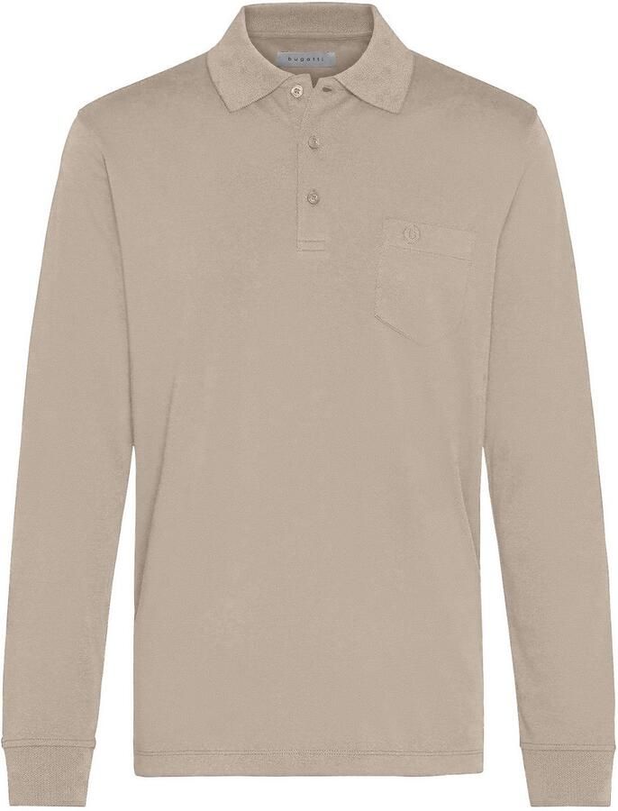 Bugatti Poloshirt met lange mouwen met fijne tweekleurige structuuruitstraling