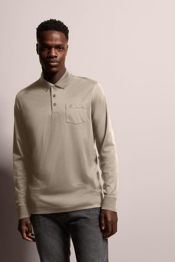 Bugatti Poloshirt met lange mouwen met fijne tweekleurige structuuruitstraling - Foto 4