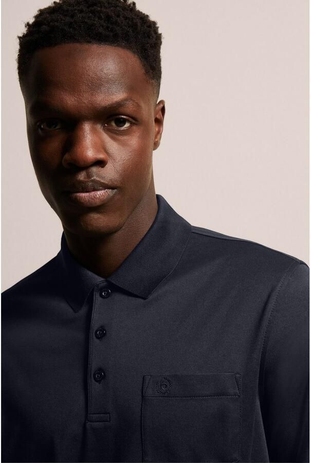 Bugatti Poloshirt met lange mouwen met fijne tweekleurige structuuruitstraling