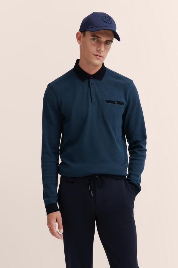 Bugatti Poloshirt met lange mouwen met structuurkraag - Foto 5