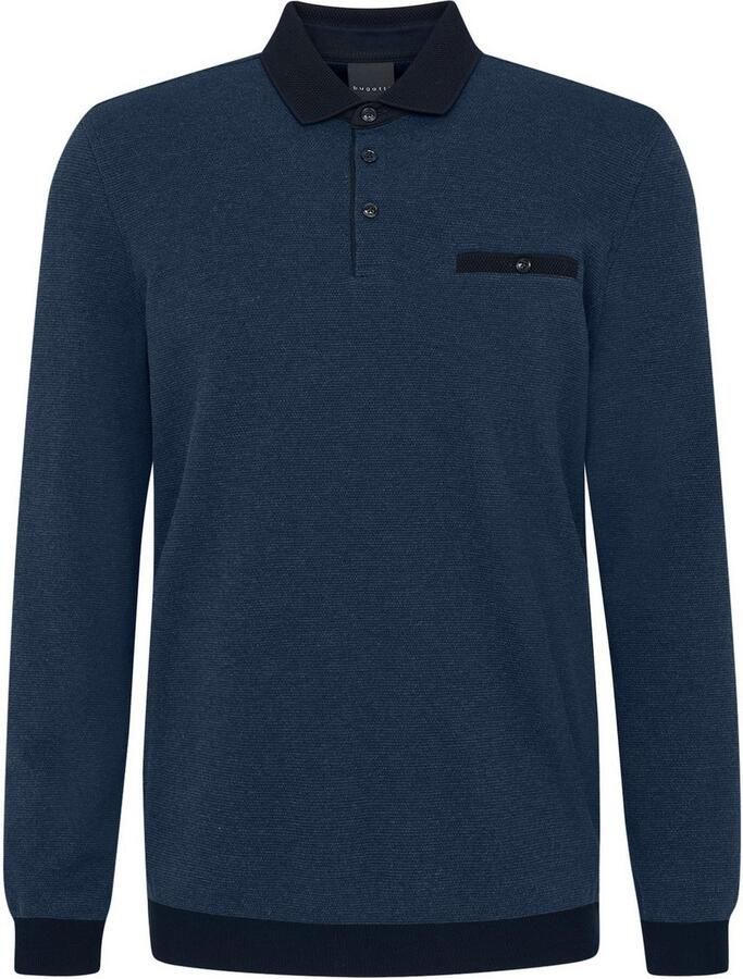 Bugatti Poloshirt met lange mouwen met structuurkraag - Foto 2