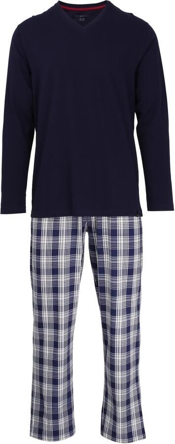 Bugatti Pyjama Genua V-hals lange mouw lange broek geruit comfortabel (2-delig) - Foto 2