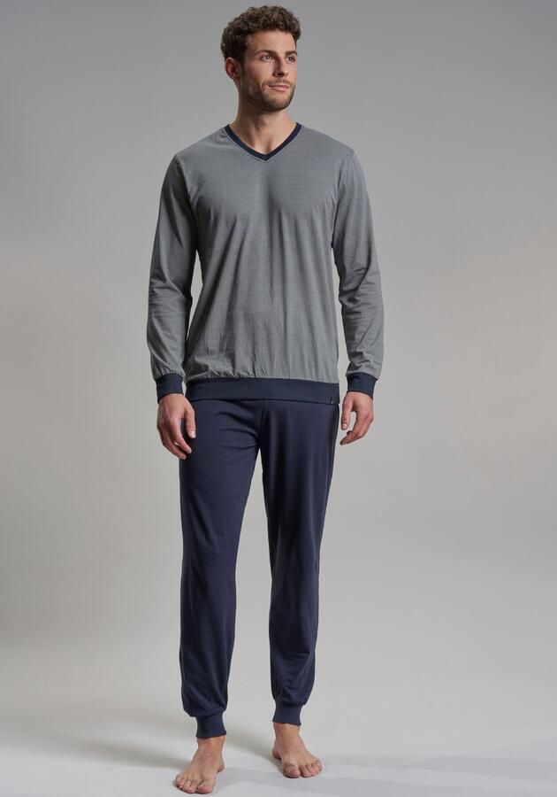 Bugatti Pyjama Genua V-hals lange mouw lange broek met logo comfortabel (2-delig) - Foto 6