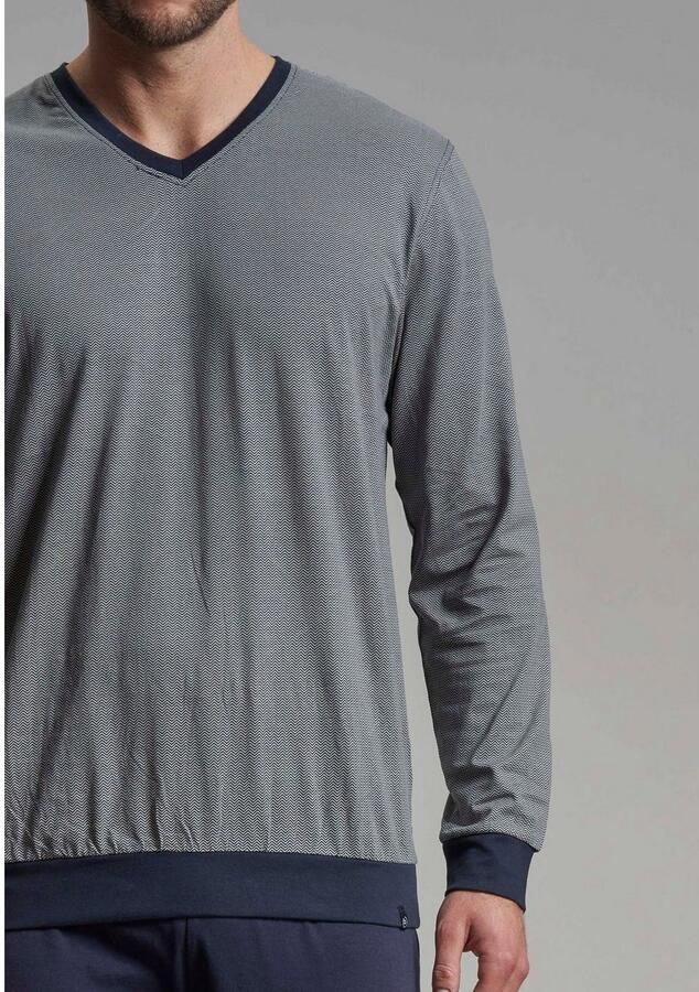 Bugatti Pyjama Genua V-hals lange mouw lange broek met logo comfortabel (2-delig)