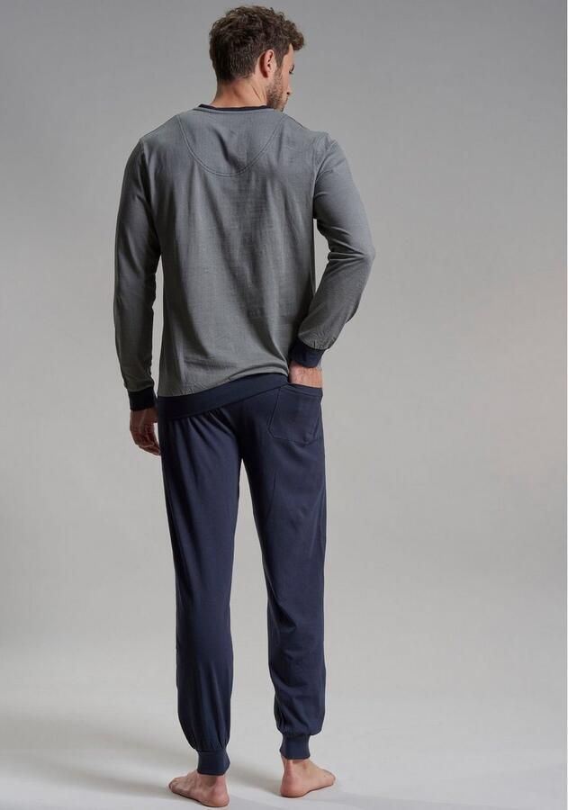 Bugatti Pyjama Genua V-hals lange mouw lange broek met logo comfortabel (2-delig) - Foto 2