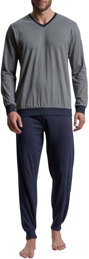 Bugatti Pyjama Genua V-hals lange mouw lange broek met logo comfortabel (2-delig) - Foto 5