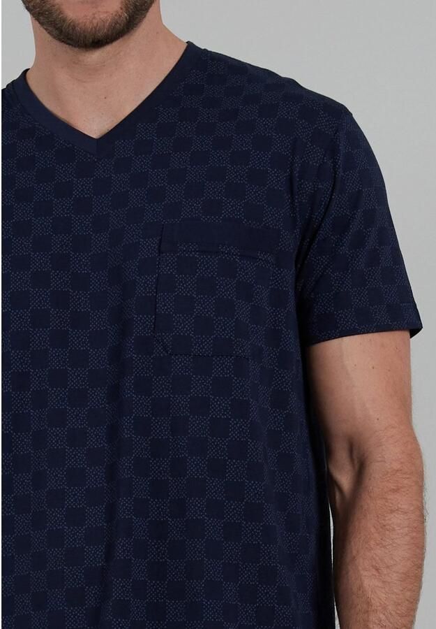 Bugatti Shortama Modena V-hals korte mouw korte broek comfortabel katoenmix zacht comfortabel (2-delig)