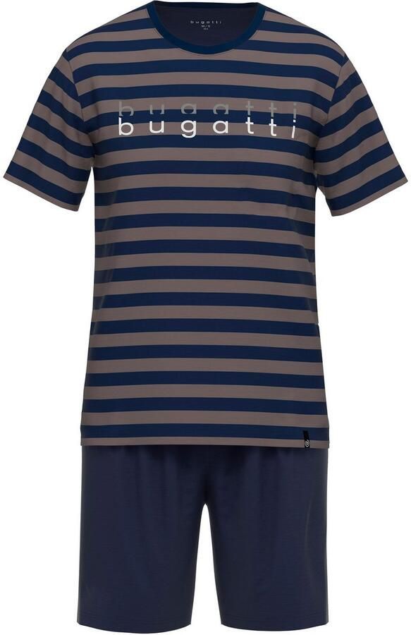 Bugatti Shortama Turijn Ronde hals korte mouw korte broek streepdesign katoenmix (2-delig) - Foto 2