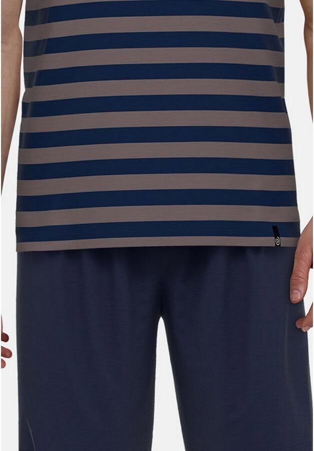 Bugatti Shortama Turijn Ronde hals korte mouw korte broek streepdesign katoenmix (2-delig)