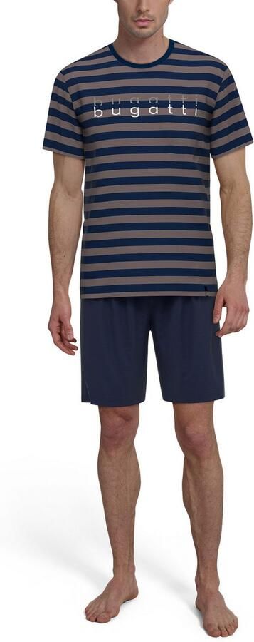 Bugatti Shortama Turijn Ronde hals korte mouw korte broek streepdesign katoenmix (2-delig) - Foto 4