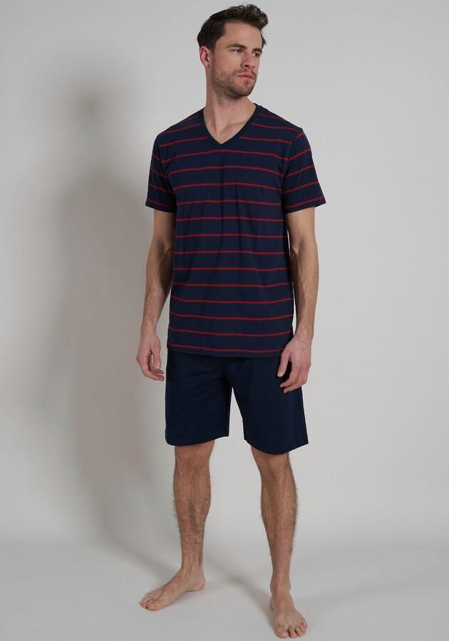 Bugatti Shortama V-hals lange mouw lange broek streepdesign katoenmix (2-delig) - Foto 6