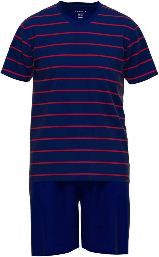 Bugatti Shortama V-hals lange mouw lange broek streepdesign katoenmix (2-delig) - Foto 3