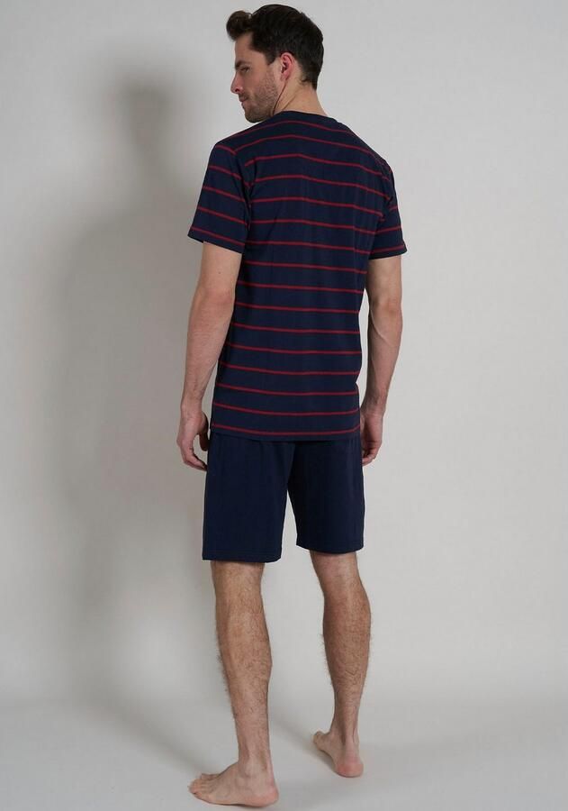 Bugatti Shortama V-hals lange mouw lange broek streepdesign katoenmix (2-delig) - Foto 2