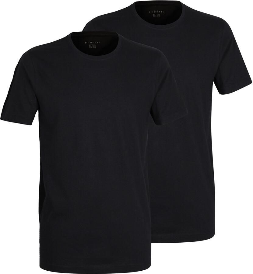 Bugatti T-shirt Bari Ronde hals korte mouw basic katoen zacht comfortabel (Set van 2)