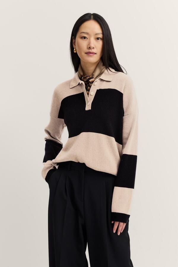 Bugatti Trui met polokraag Gestreept van een kasjmiermix met knoopsluiting - Foto 5