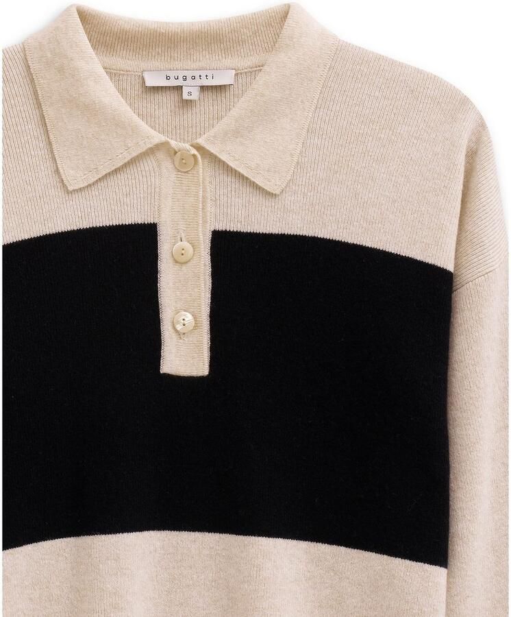 Bugatti Trui met polokraag Gestreept van een kasjmiermix met knoopsluiting - Foto 2